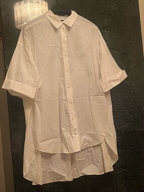 Zara Women's White High Low Shirt or Shirt Dress